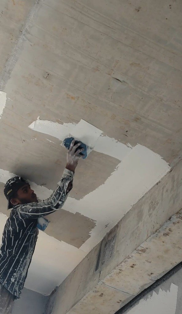 Micro Labs ML34 Harohalli ceiling coating in progress